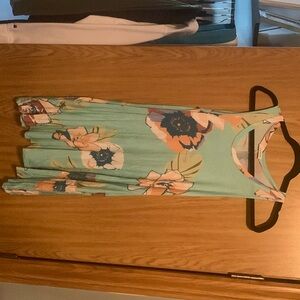 Mint floral tank top dress with pockets